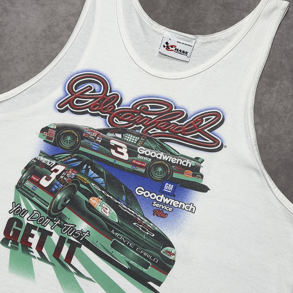Vintage Dale Earnhardt Shirt Mens Large White Chase Authentics Tank NASCAR
